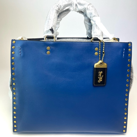 Coach Handbags - Coach Blue Rogue 30 Bag Colorblock with Gold Rivets CC381